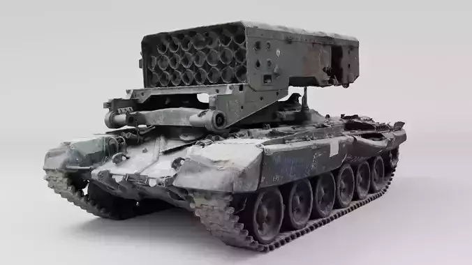 Russian TOS-1 Buratino TOS-1A Solntsepyok destroyed by Ukraine 3D model