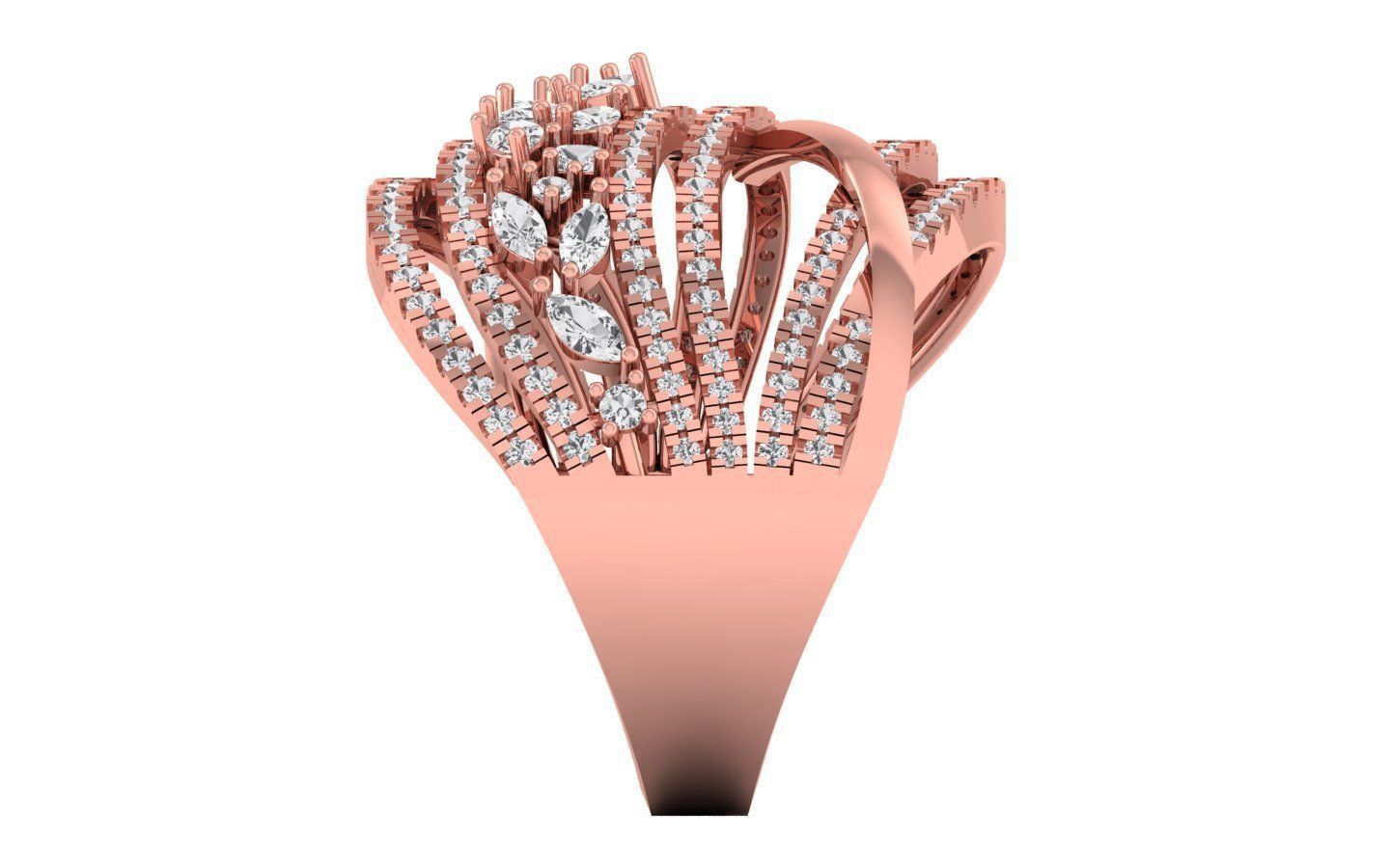 Marquise Diamond Women Four Band Ring 3D print model_1