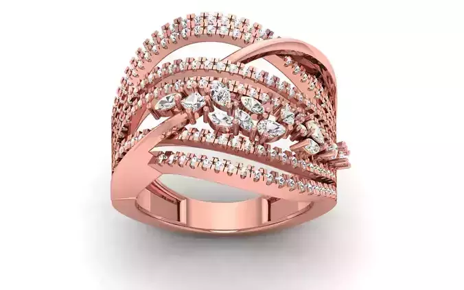 Marquise Diamond Women Four Band Ring 3D print model