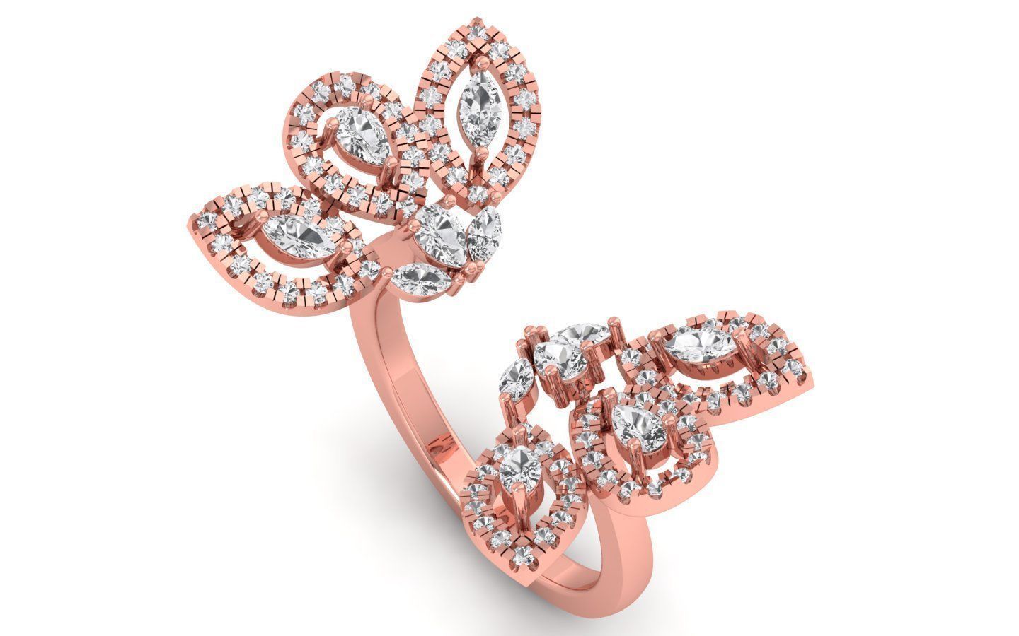 Solitaire Marquise Diamond Women Flower Ring 3D print model_2