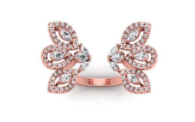 Solitaire Marquise Diamond Women Flower Ring 3D print model