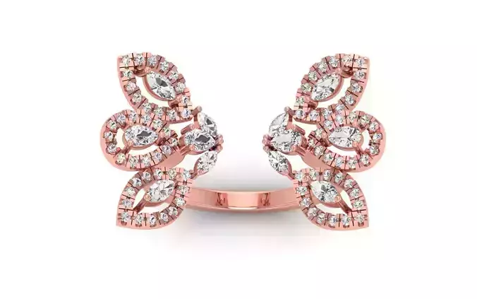 Solitaire Marquise Diamond Women Flower Ring 3D print model