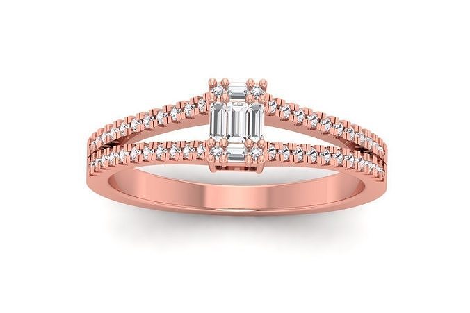 Solitaire Wedding Engagement Women Double Band Rings 3D print model