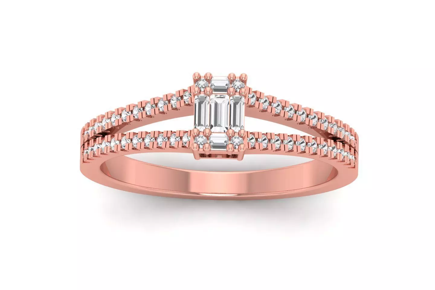 Solitaire Wedding Engagement Women Double Band Rings 3D print model_0