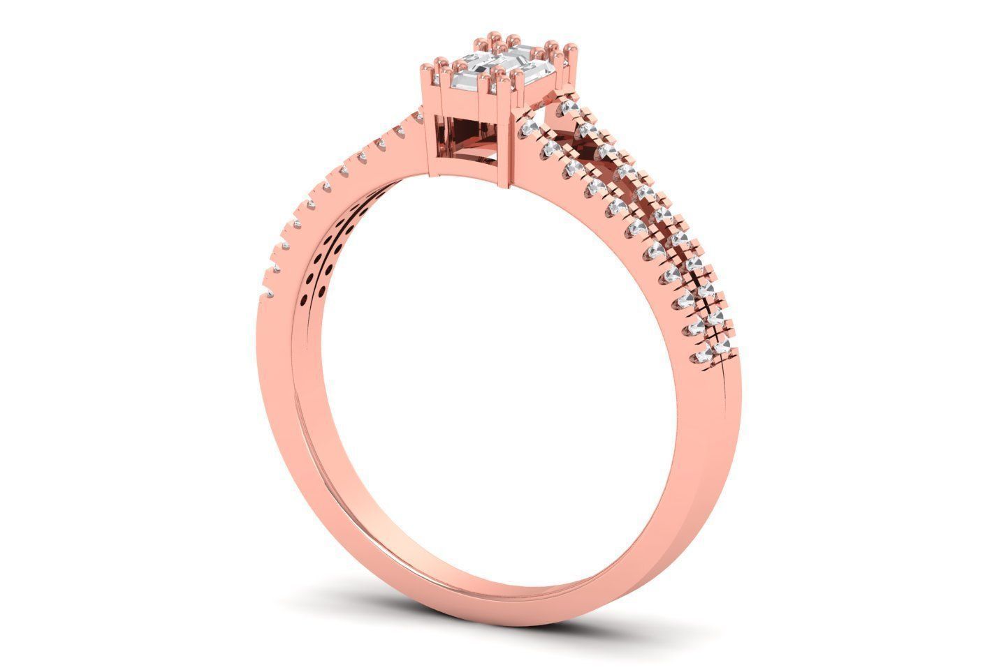 Solitaire Wedding Engagement Women Double Band Rings 3D print model_1