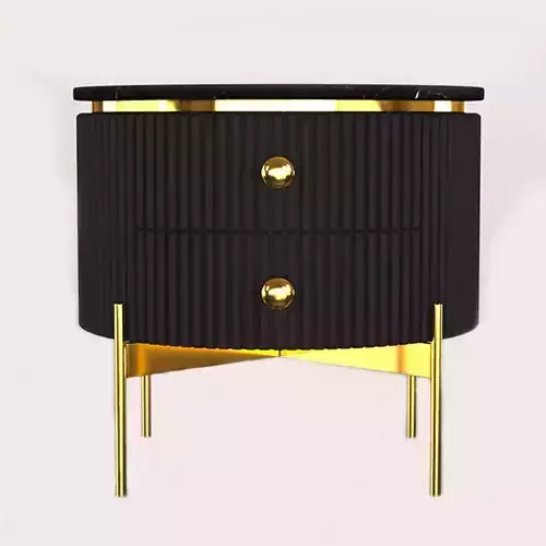 Modern Round End Table With Black Marble