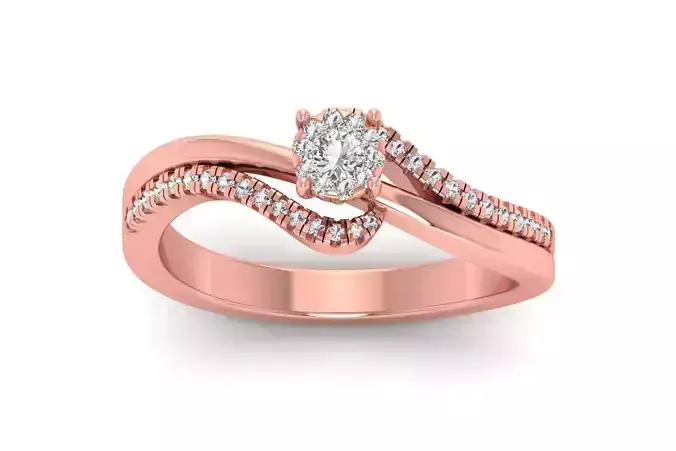 Solitaire Wedding Engagement Bypass Women Double Band Rings 3D print model
