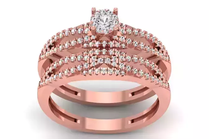 Solitaire Wedding Engagement Women Four Band Rings