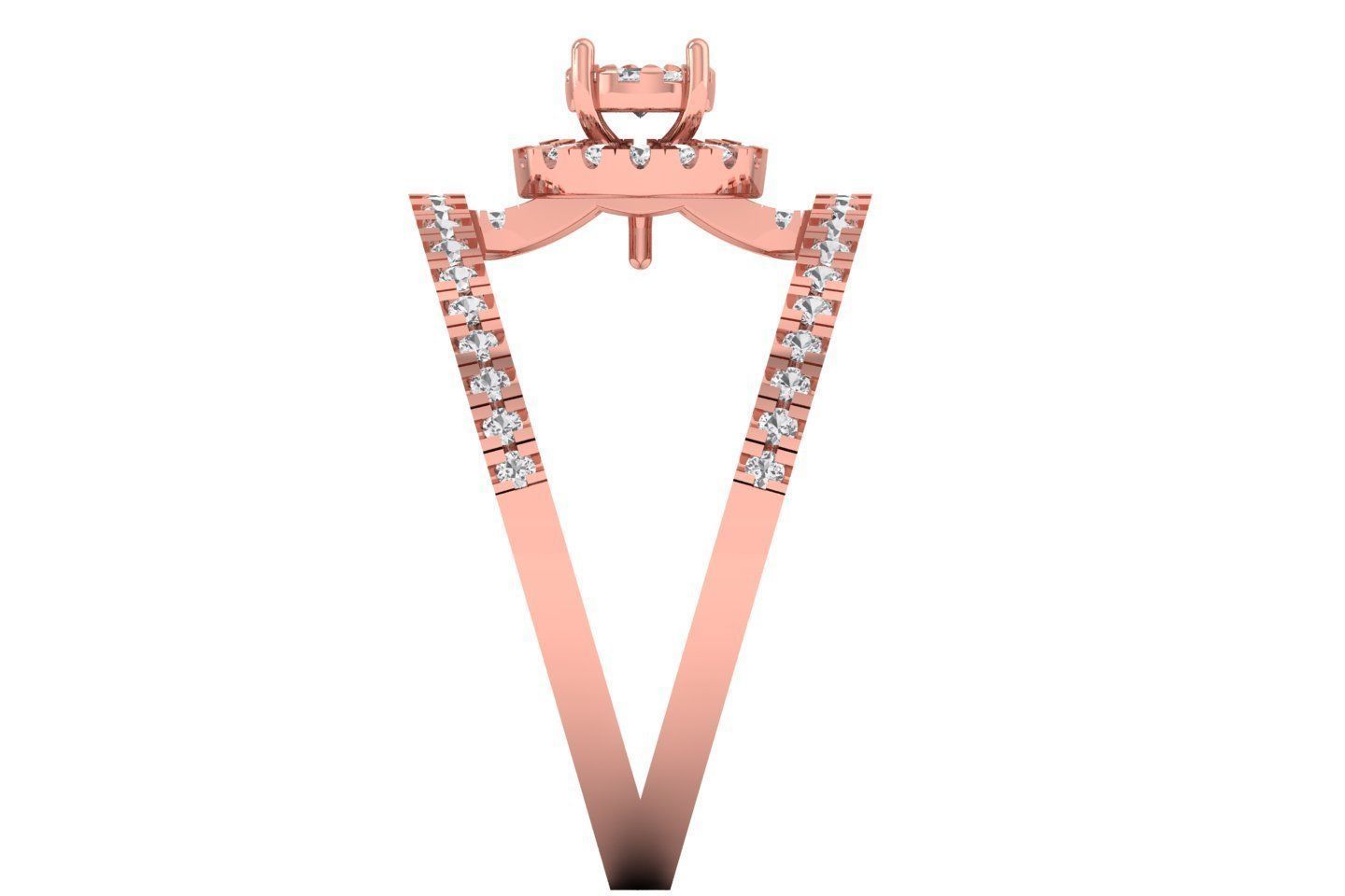 Solitaire Wedding Engagement Women Double Band Rings 3D print model_2