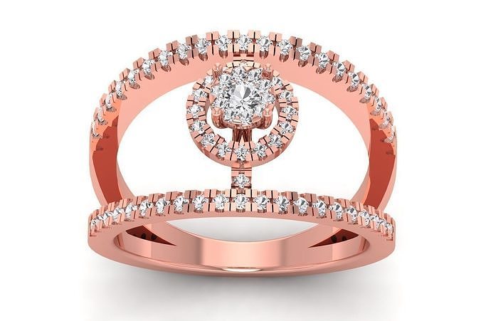Solitaire Wedding Engagement Women Double Band Rings 3D print model