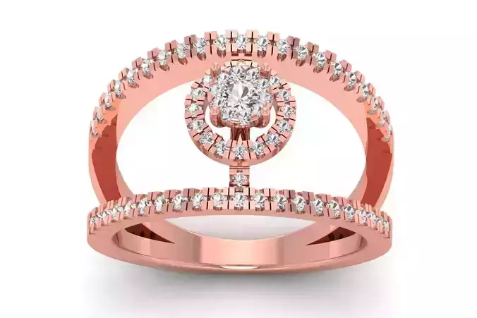 Solitaire Wedding Engagement Women Double Band Rings 3D print model