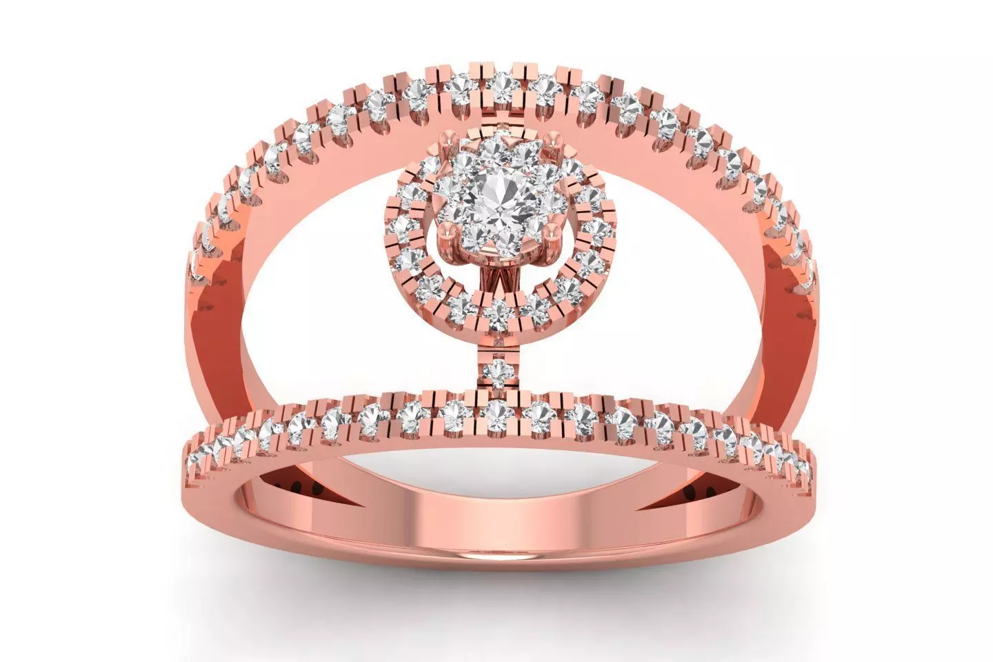 Solitaire Wedding Engagement Women Double Band Rings 3D print model_0