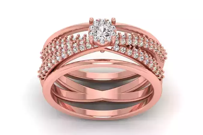 Solitaire Wedding Engagement Women Four Band Rings