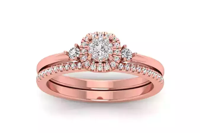 Solitaire Wedding Engagement Women Double Band Rings