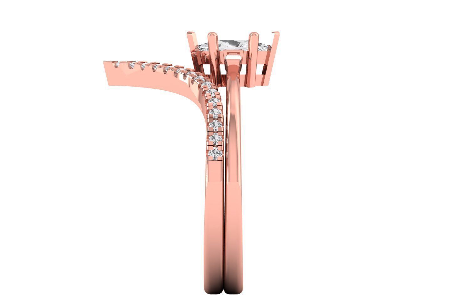 Marquise Diamond Women Double Band Rings 3D print model_2