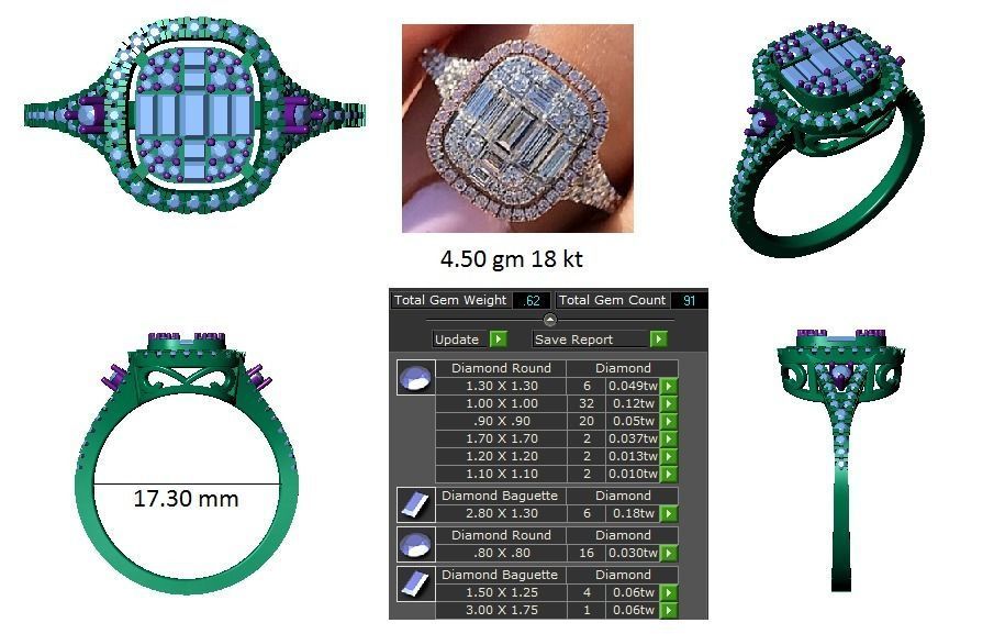 Solitaire  Engagement Women Rings 3D print model_3