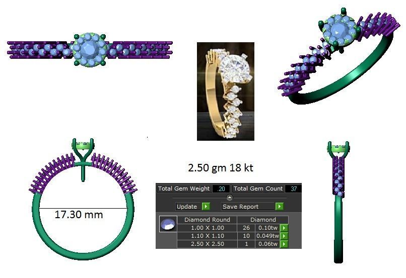 Solitaire Engagement Women Rings 3D print model_3