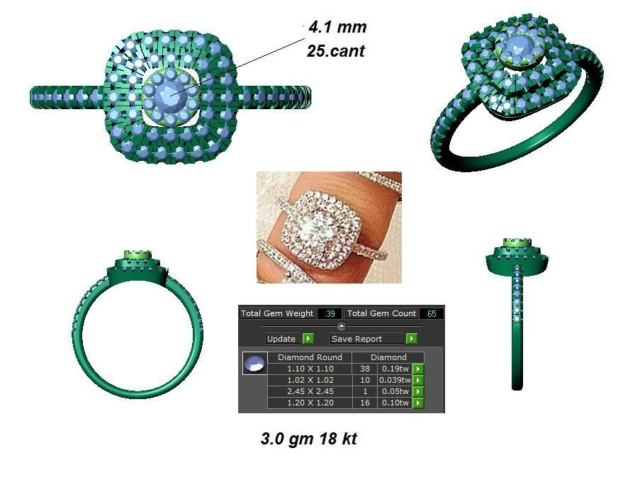 Solitaire  Engagement Women Rings 3D print model_3