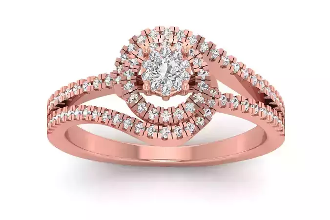 Solitaire Wedding Engagement Women Bypass Double Band Rings 3D print model