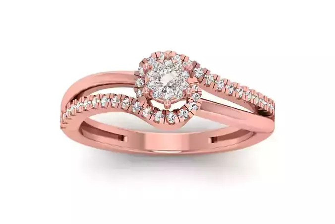 Solitaire Wedding Engagement Women Bypass Double Band Rings 3D print model