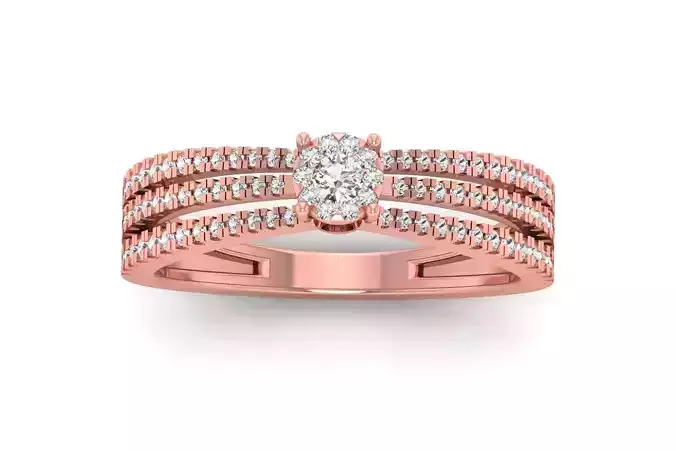 Solitaire Wedding Engagement Women Three Band Rings