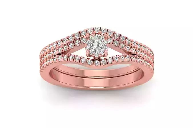 Solitaire Wedding Engagement Three Band Women Rings 3D print model