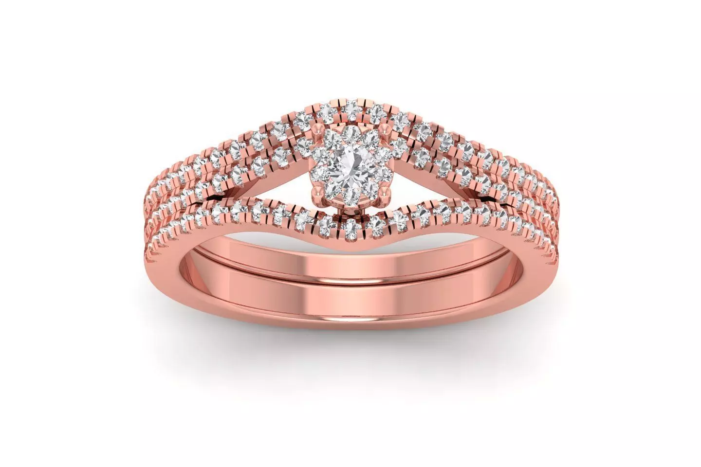 Solitaire Wedding Engagement Three Band Women Rings 3D print model_0