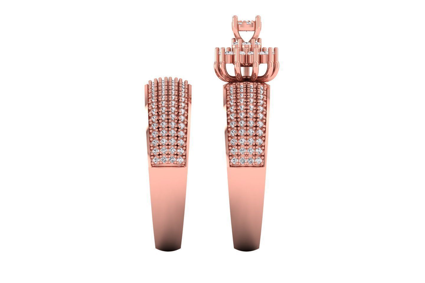 Solitaire Wedding Engagement Couple Band  Rings 3D print model_1