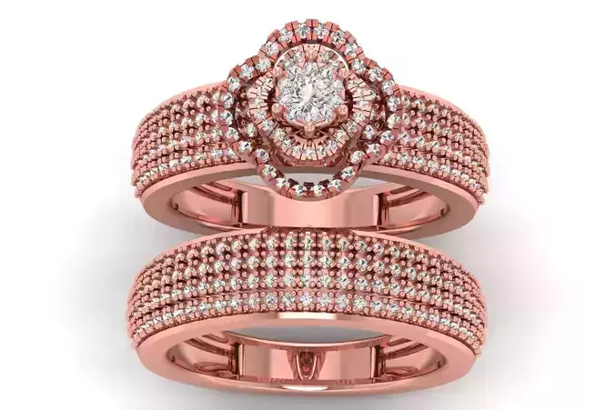 Solitaire Wedding Engagement Couple Band  Rings 3D print model