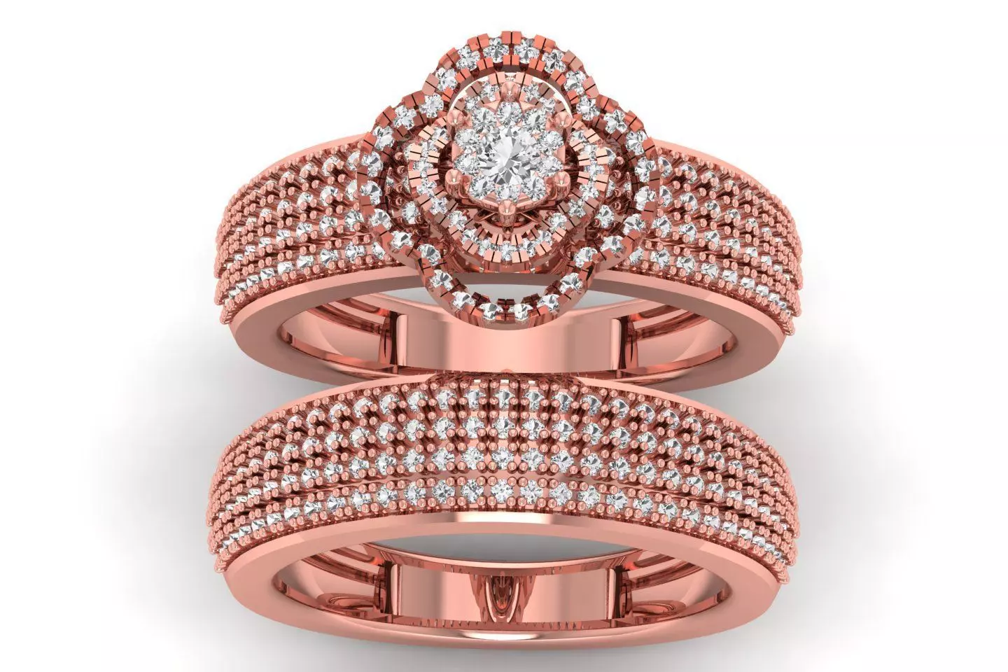 Solitaire Wedding Engagement Couple Band  Rings 3D print model_0