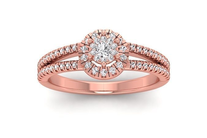 Solitaire Wedding Engagement Women Double Band Rings 3D print model