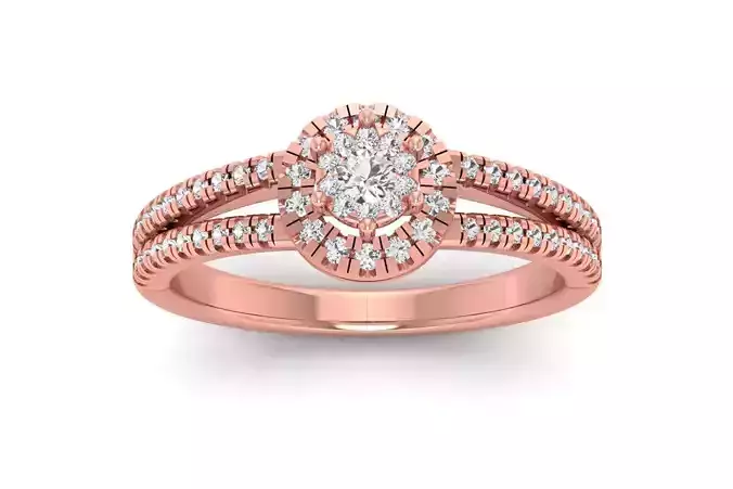 Solitaire Wedding Engagement Women Double Band Rings 3D print model