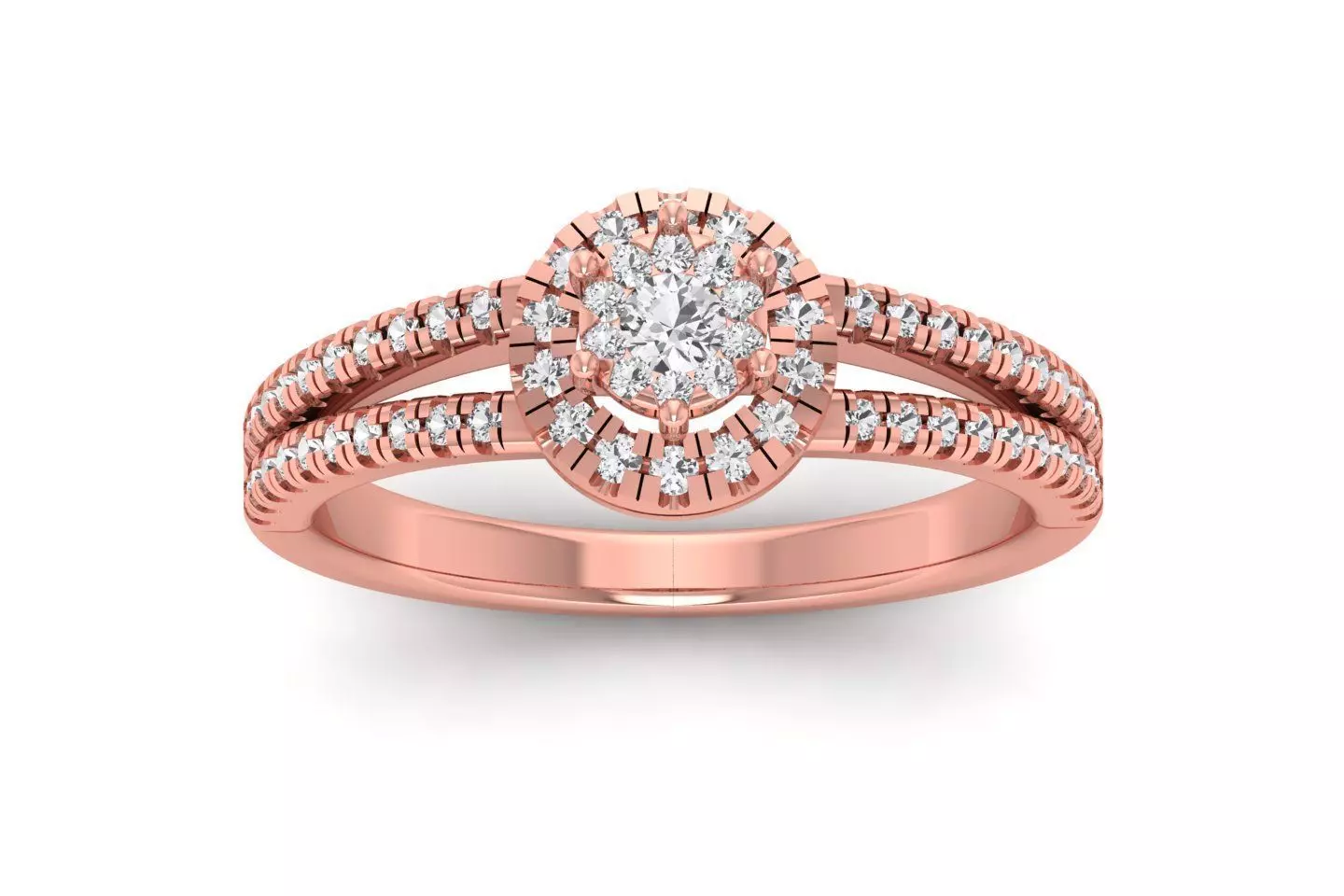 Solitaire Wedding Engagement Women Double Band Rings 3D print model_0