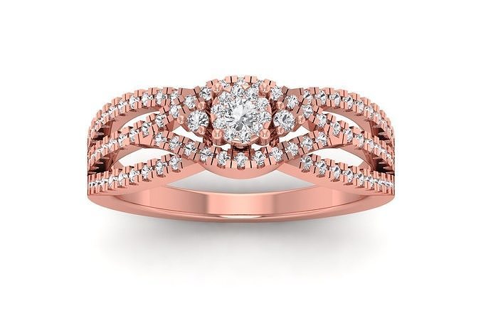 Solitaire Wedding Engagement Women Three Band Rings 3D print model