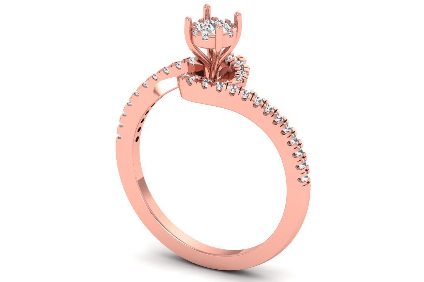 Solitaire Wedding Engagement Women Bypass Rings 3D print model_1