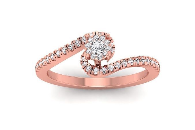 Solitaire Wedding Engagement Women Bypass Rings 3D print model