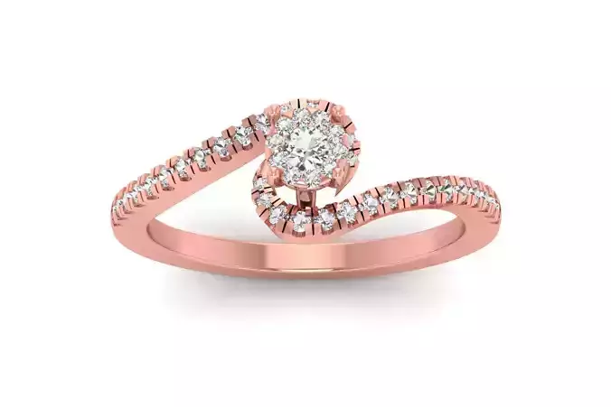 Solitaire Wedding Engagement Women Bypass Rings 3D print model