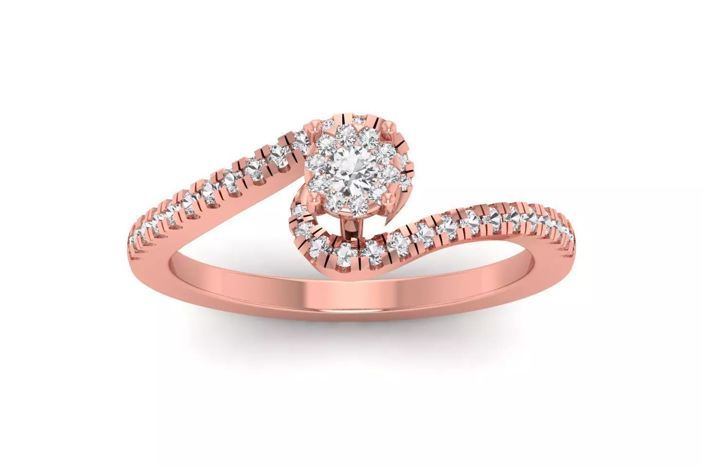 Solitaire Wedding Engagement Women Bypass Rings 3D print model_0