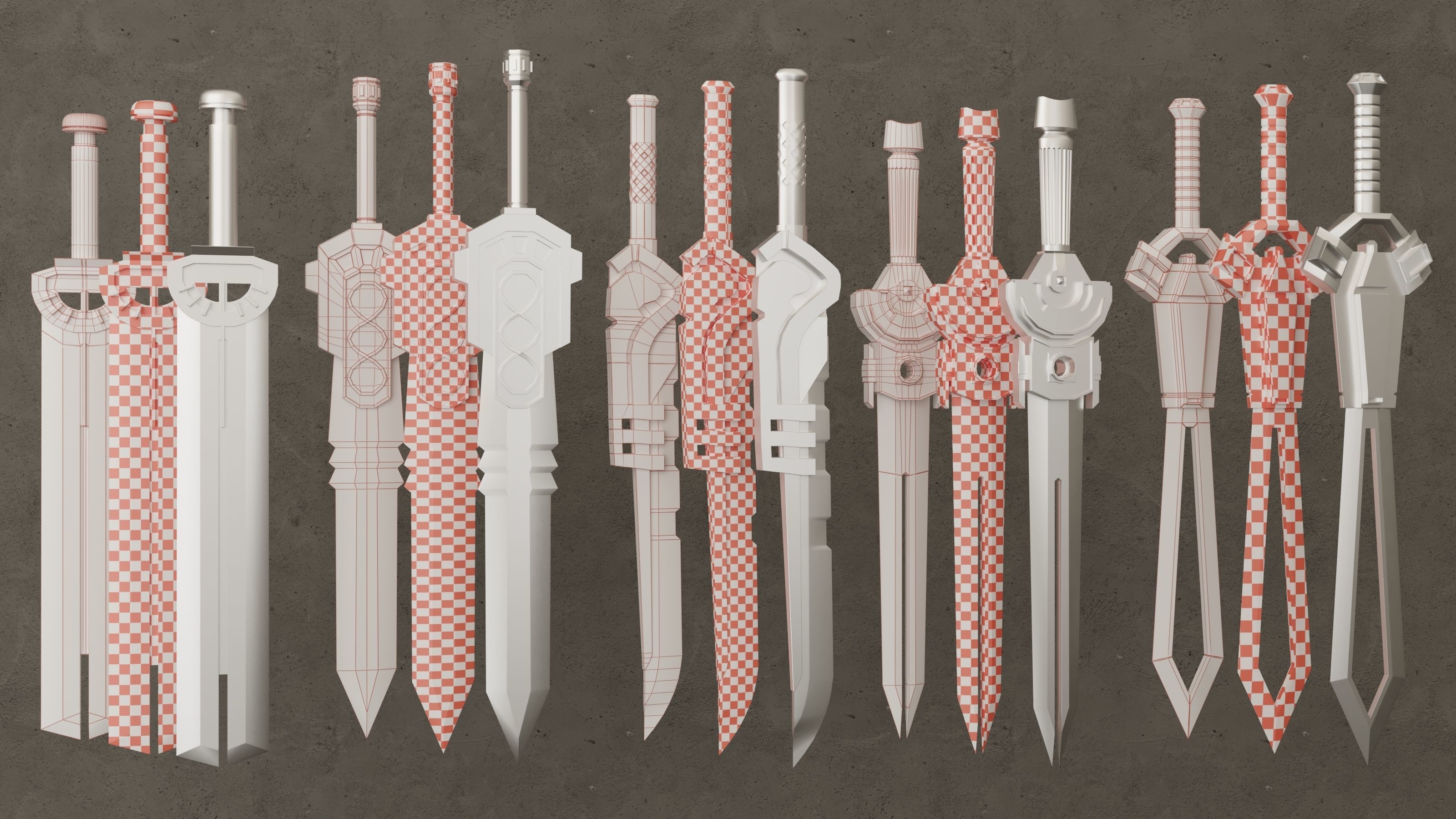 twenty-five Sword Base Mesh - Second Vol  Low-poly 3D model_4