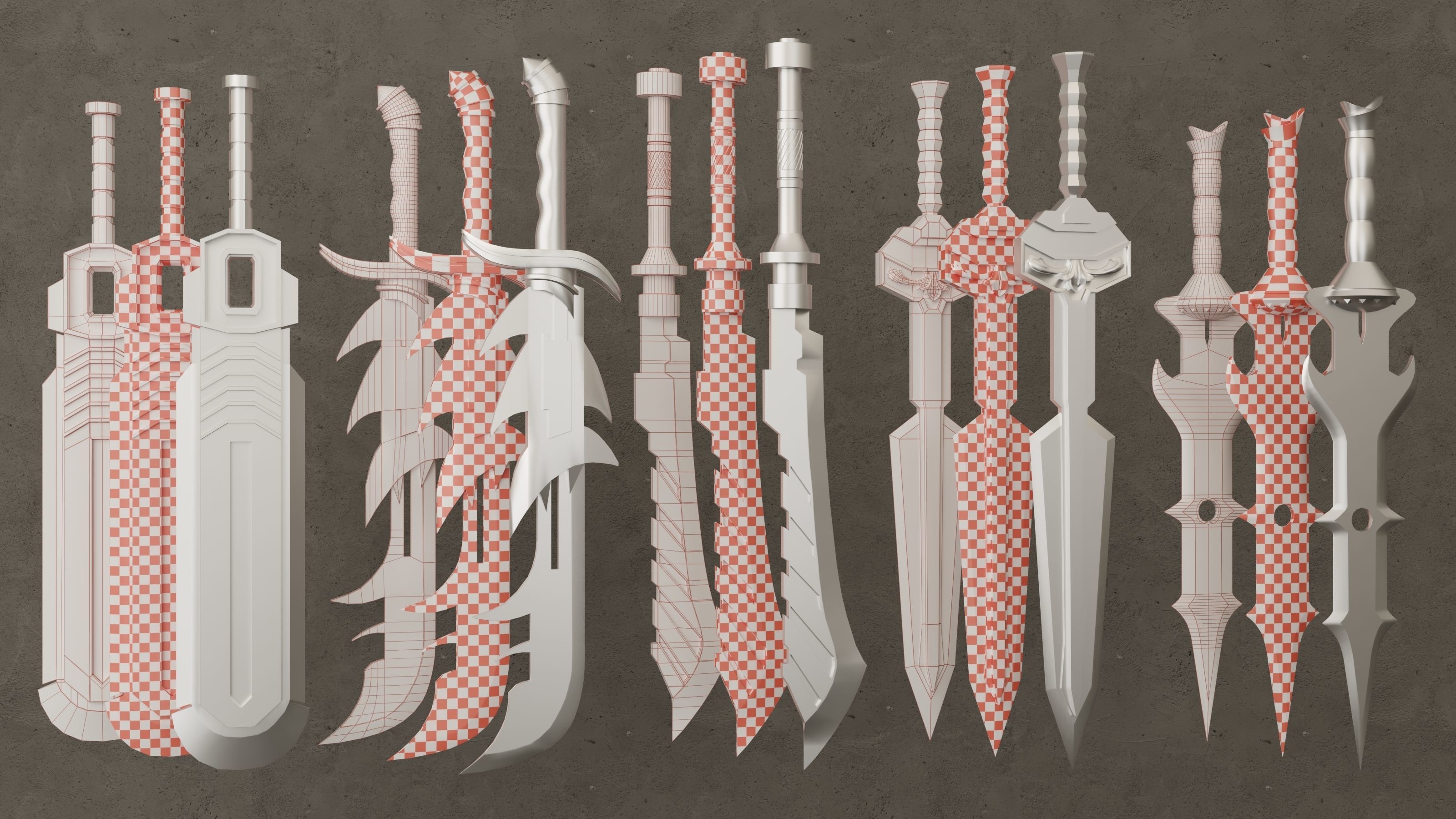 twenty-five Sword Base Mesh - Second Vol  Low-poly 3D model_3