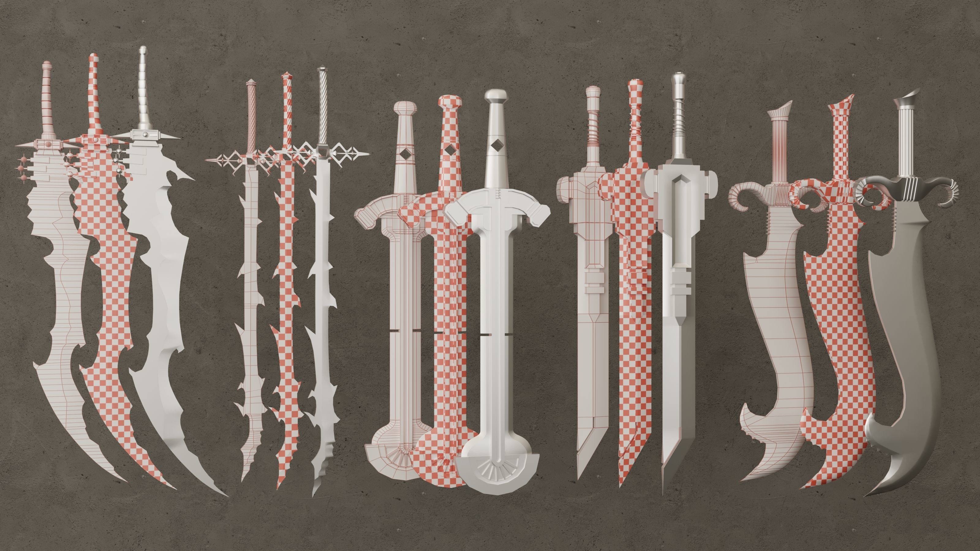 twenty-five Sword Base Mesh - Second Vol  Low-poly 3D model_5