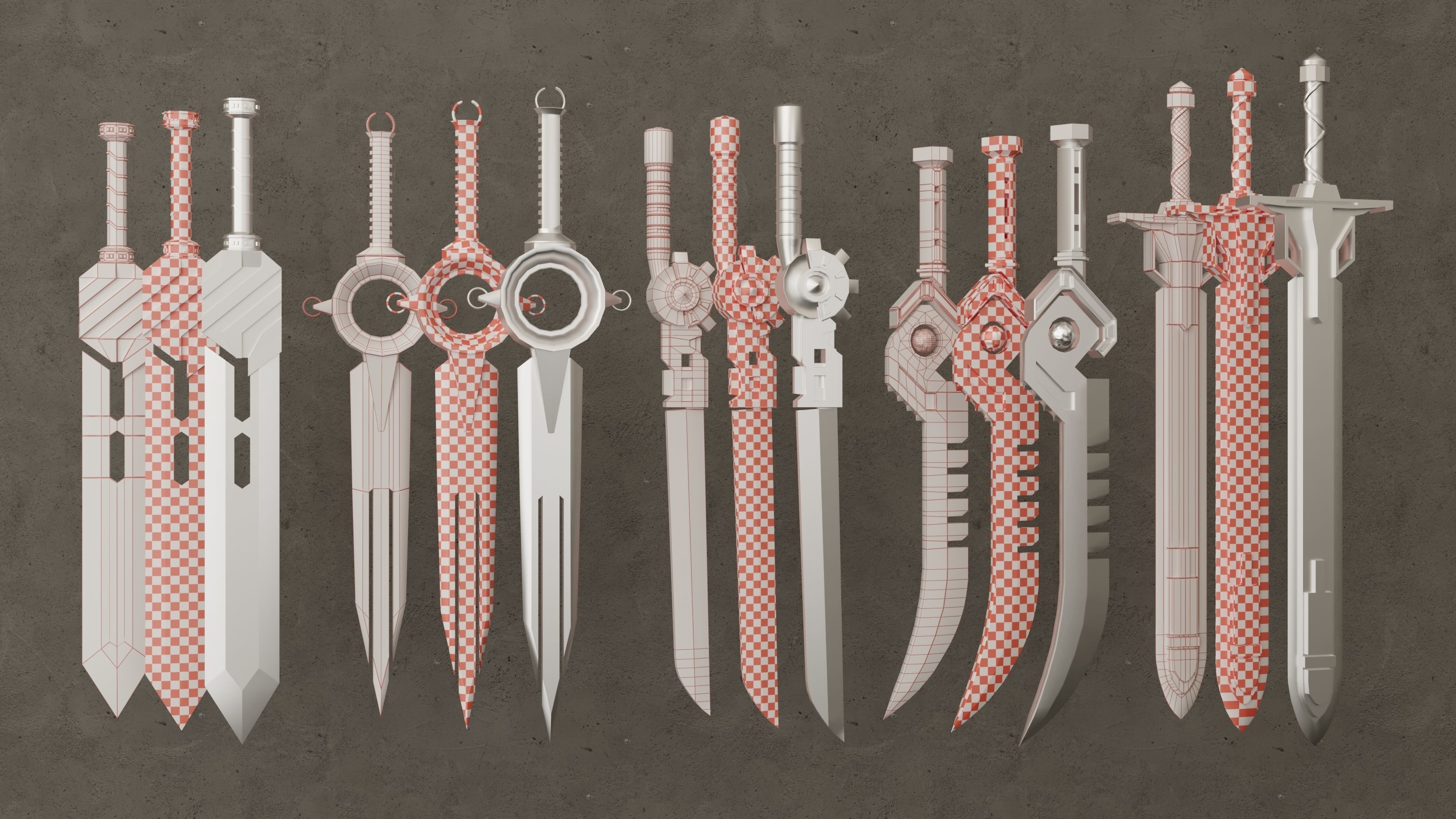 twenty-five Sword Base Mesh - Second Vol  Low-poly 3D model_1