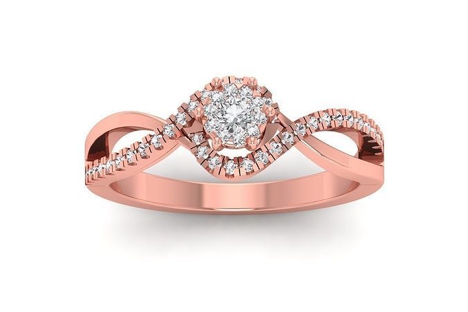 Solitaire Wedding Engagement Women Double Band Rings 3D print model