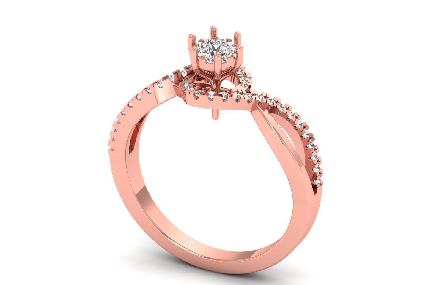 Solitaire Wedding Engagement Women Double Band Rings 3D print model_2