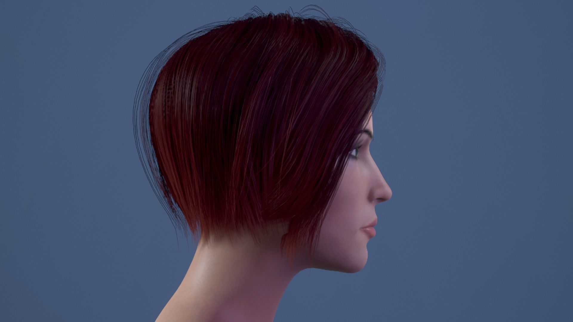 Female Head Low-poly 3D model_4
