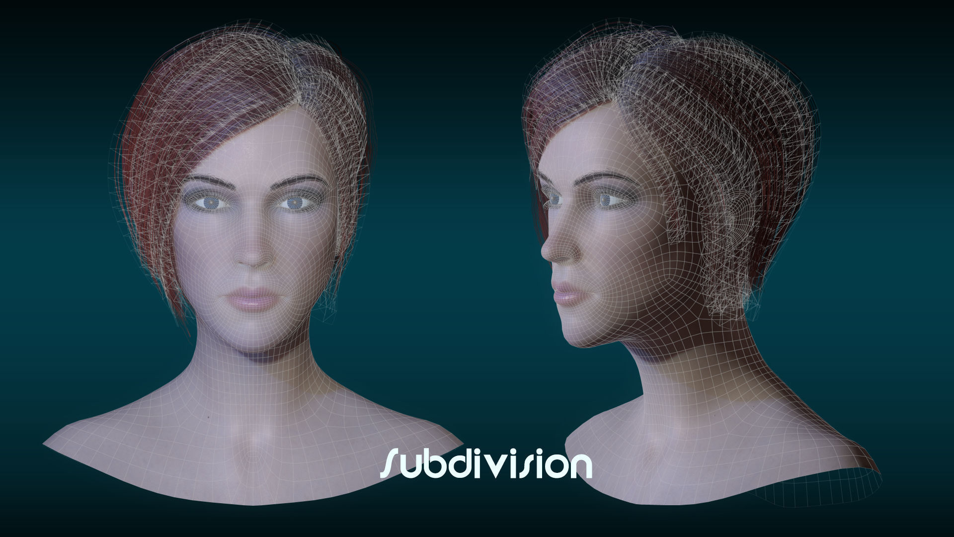 Female Head Low-poly 3D model_14