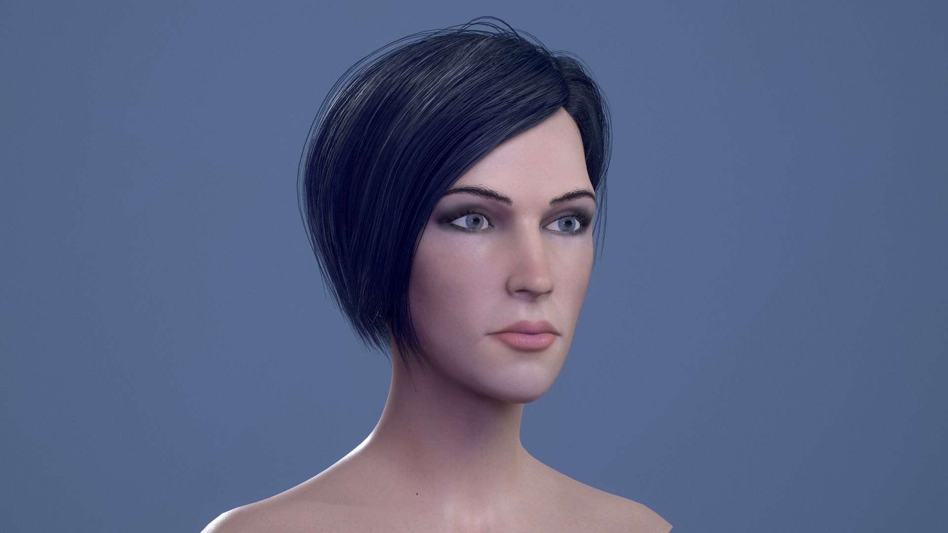 Female Head Low-poly 3D model_8