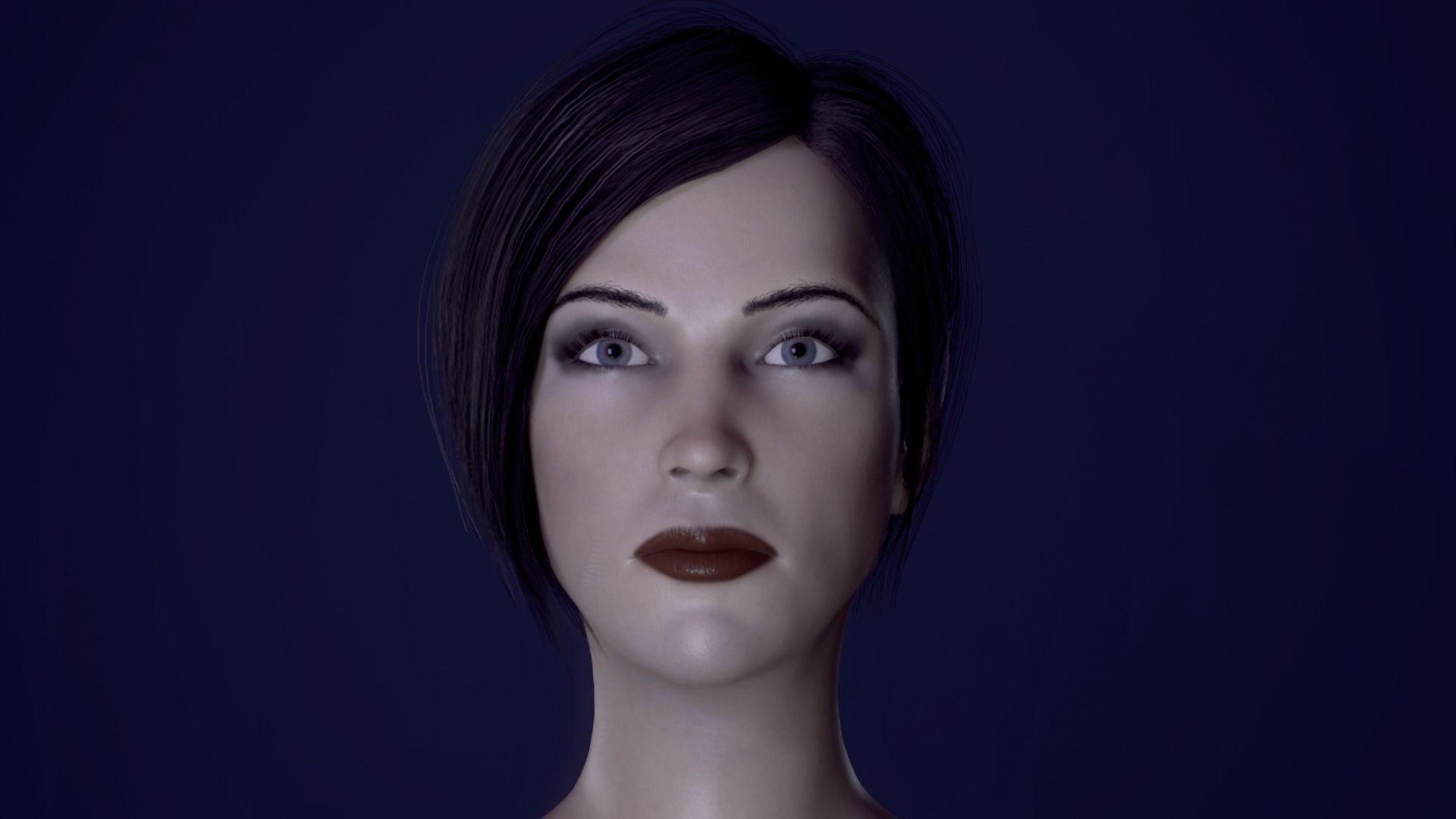 Female Head Low-poly 3D model_10