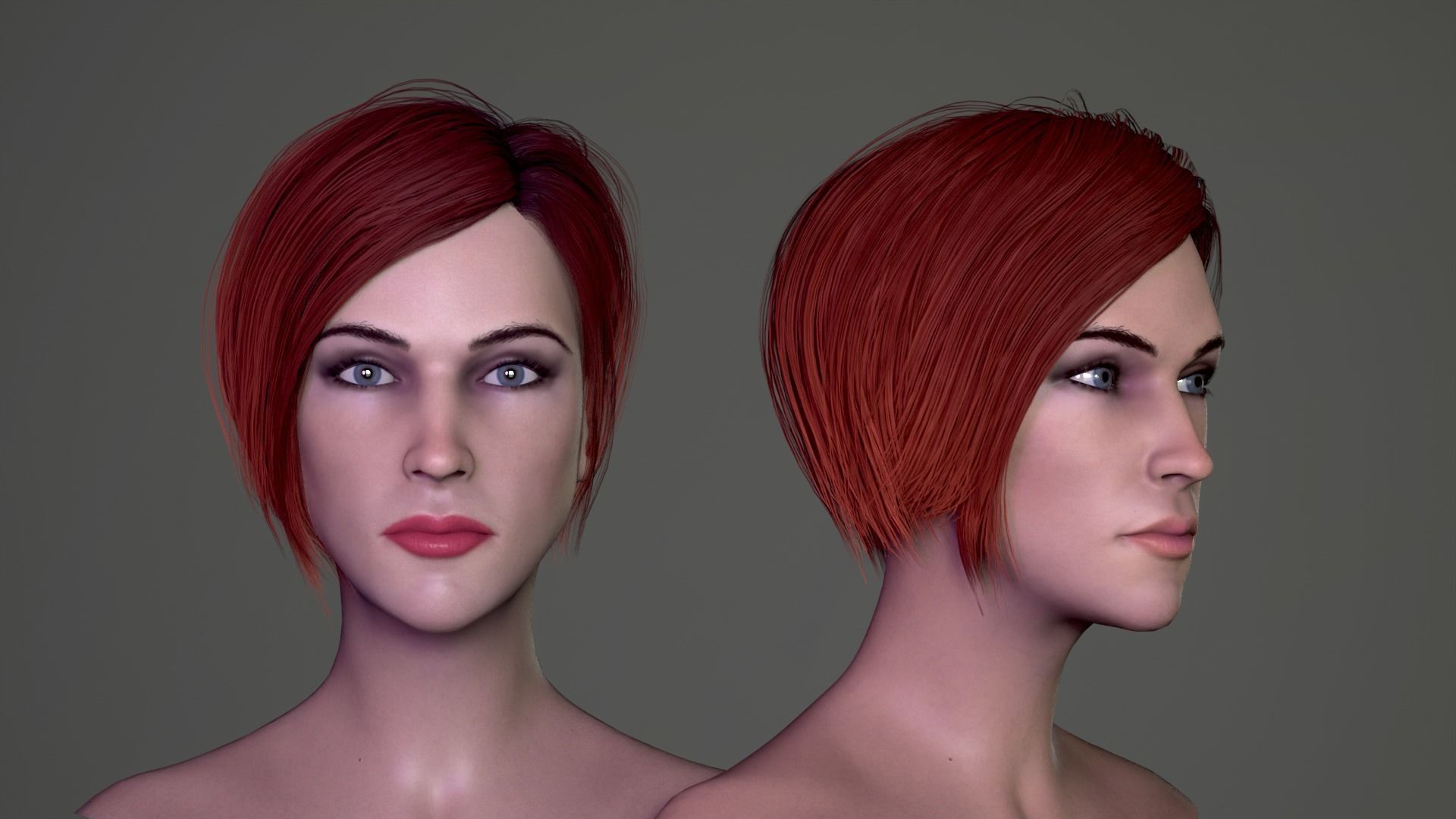 Female Head Low-poly 3D model_1