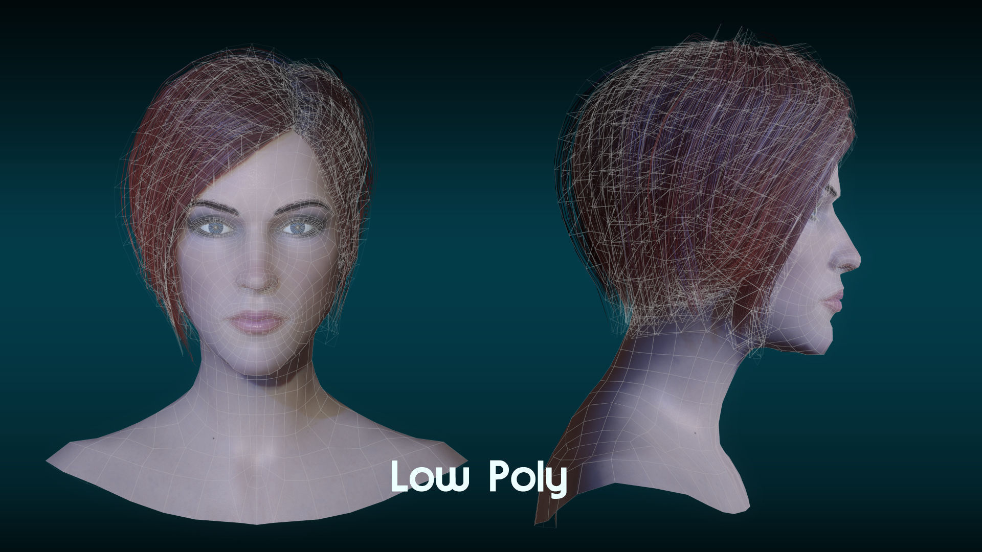 Female Head Low-poly 3D model_13
